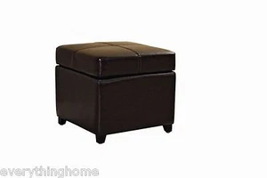 Cube quadratischer Sitzhocker mit Aufbewahrungsfach dunkel espressobraun Leder Klappdeckel - Bild 1 von 4