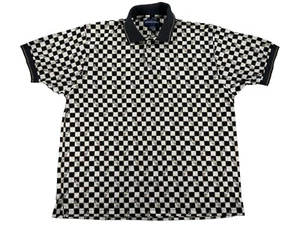 Kenneth Gordon Shirt Mens Size L Black White Checkered All Over Print Golf Polo - Picture 1 of 4