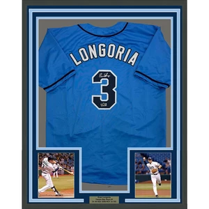 Framed Facsimile Autographed Evan Longoria 35x39 Tampa Bay Blue Reprint Jersey - Picture 1 of 2