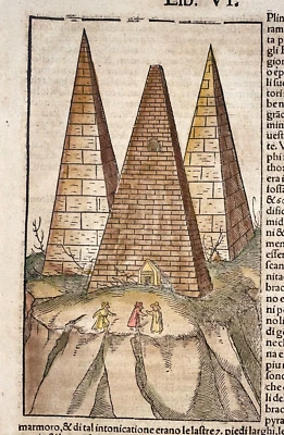 PIRÂMIDES EGÍPCIAS 1558 SEBASTIAN MUNSTER INCOMUM VISTA GRAVADA ANTIGA - Imagem 1 de 4