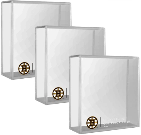 Boston Bruins Official NHL Collector's Single Puck Display Cases (3-Pack) Cover