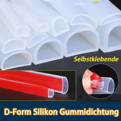 Silikon Gummi Dichtungsstreifen D-Form Selbstklebende Dichtungsband Dichtungen - Bild 1 von 4