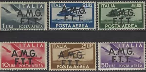 Italien Triest Scott #C1-C6 postfrisch vz 1947 kompletter Satz Luftpostmarken CV 166,00 - Bild 1 von 1