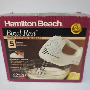 Vintage Hamilton Beach Handmixer 62520 Schüssel Rest 5 Geschwindigkeiten Weiß - Bild 1 von 8