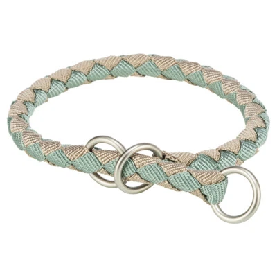 Trixie Zug-Stopp-Halsband Cavo für Hunde, Gurtband salbei/sand rund geflochten