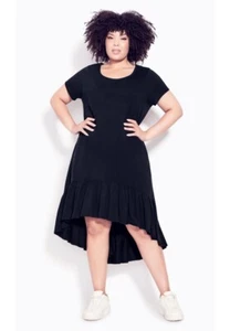 Abito Zim and Zoe taglie forti hi-low Ella Ruff Navy 22/24 - Foto 1 di 4