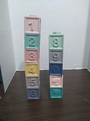 Mini Tudou Baby Soft Building Blocks 6m+ Stackable Squeezable Teether Floatabl - Image 1 of 4