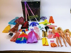 LOT VINTAGE PRE1967-? BARBIE DOLLS AND CLOTHING LOT + 1985 ROCKERS CARRY CASE - Picture 1 of 12