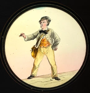 ORIGINAL "SCHOOLBOY'S FIRST CIGAR 1" ANTIQUE VICTORIAN MAGIC LANTERN GLASS SLIDE - Picture 1 of 3
