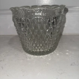 Vintage Indiana Glass Ice Bucket, Diamond Point Scalloped Rim Pattern - Picture 1 of 4