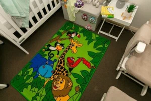 New Children's Rug Playmat Activity Play Mat Jungle Animals 100cm x 150cm - Picture 1 of 2