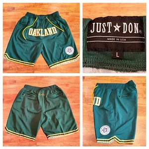 Just Don Oakland Athletics Shorts Baggy Drawstring Lined Men's Sz Large Green - Picture 1 of 13