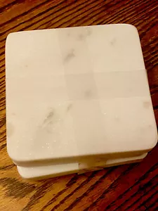 marble coaster set of 4 white Square coasters - Picture 1 of 4