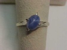 VINTAGE SYNTHETIC BLUE STAR SAPPHIRE RING 14K WHITE GOLD sz5.5