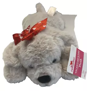 NUEVO Amor San Valentín Peluche Cachorro 10 IN Peluche Acostado Regalo Arco Rojo Etiquetas Corazón - Imagen 1 de 7