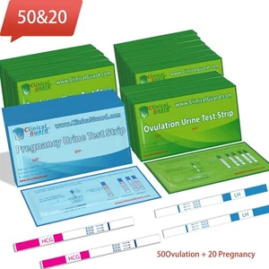 Clinical Guard Pack 50 Ovulation Test Strips LH + 20 Pregnancy Test Strips HCG - Picture 1 of 13