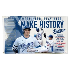 SHOHEI OHTANI #17 MAKE HISTORY LOS ANGELES DODGERS 3'X5' DELUXE FLAG WINCRAFT - Picture 1 of 1