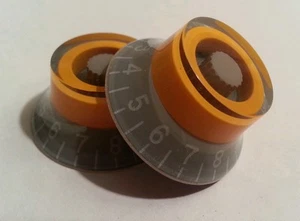 2 Manopole volume/tono cappello superiore chitarra. Apercot arancione/grigio. RICAMBI CHITARRA JAT CUSTOM - Foto 1 di 6