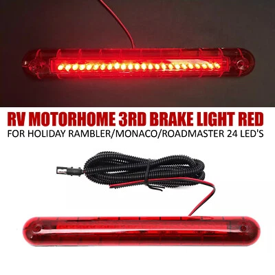   RV Motorhome 3rd Brake Light Red For Holiday Rambler/Monaco/Roadmaster 24 LED Foto 1 de 4