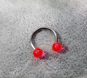 PIERCING SET 3 CIRCULAR BARBELL 1,2 MM PESCA RED FLUORESCENT 316L SURGICALSTELL - Picture 1 of 1
