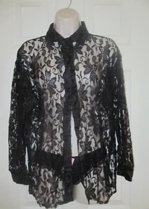 Damen Medium schwarz Spitze Shirt & sexy Bikini Höschen Vintage Intimbekleidung - Bild 1 von 19