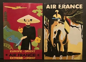 2 Air France Vintage Style Travel Wall Decor Art Wooden Plaques 12x8 Europe Asia - Picture 1 of 6