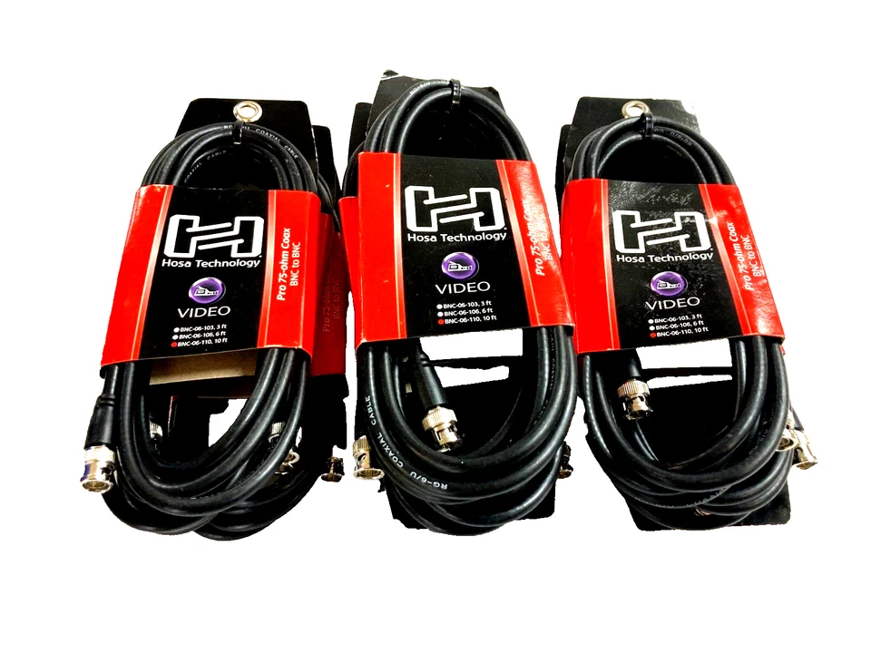 Lote de 10 cables coaxiales Hosa Pro BNC-06-110 10 pies BNC a BNC (10951) Foto 1 de 4