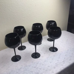 Artland Midnight Black Amethyst Gothic Balloon Wine Glasses Goblets Set Of 6 - Picture 1 of 7