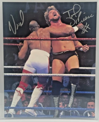 Ted DiBiase & Virgil Dual Signed 8x10 WWF Photo Leaf COA Autographs - Image 1 of 4