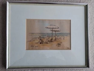 LOUISE ANNAND tinta tiza boceto creta xania playa dibujo arte escocés - Imagen 1 de 6