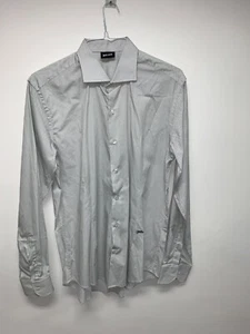 JUST CAVALLI LS WHITE MINI POLKA DOT SHIRT SIZE 17" EUR 43 SLIM BNWOT - Picture 1 of 9
