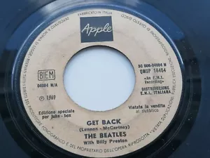 THE BEATLES ITALIAN JUKE BOX ONLY APPLE 45 GET BACK PROMO - Picture 1 of 4