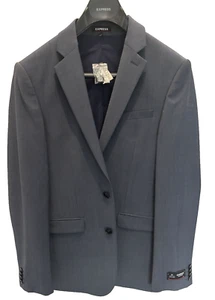 Express Steel Blue Jacket Mens Size 36R Extra Slim Performance New WITH TAGS - Picture 1 of 11