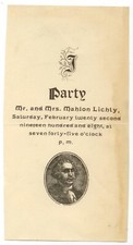 1908 Mr & Mrs Mahlon LIchty Party announcement card - Morrill Kansas