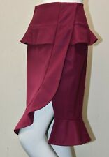 $1295 NEW Altuzarra Ruffle Peplum Front Slit Midi Skirt Berry Knee 42