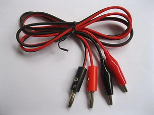 5 set Alligator Clip Test Lead to Banana Plug Cable 100cm 1m Red Black + Type  - Picture 1 of 4