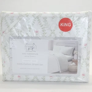 The Farmhouse Rachel Ashwell Sheet Set King 4pc Green Ditsy Floral Shabby Chic   - Picture 1 of 8