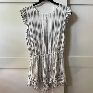 aqua black and white striped romper - Picture 1 of 5