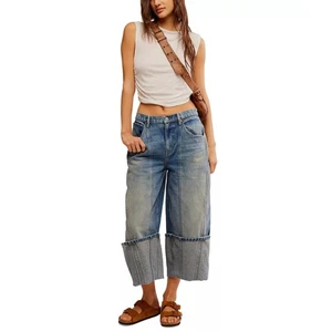 Free People Olsen Damenjeans hoher Bund Baumwolle mit Bündchen - Bild 1 von 3