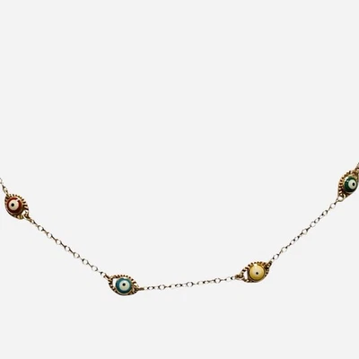 Gargantilla de cadena pequeña delicada collar estación mal de ojo relleno de oro de 14K vintage Foto 1 de 4