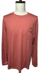 Salt Life T Shirt Mens XL Pink Orange SLX Stretch Long Sleeve Pocket Sun Shirt - Picture 1 of 8