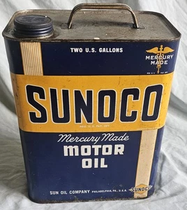 Vintage Sunoco Mercury Made Motor Oil Collector Can 2 gal SAE30, EMPTY - Picture 1 of 11