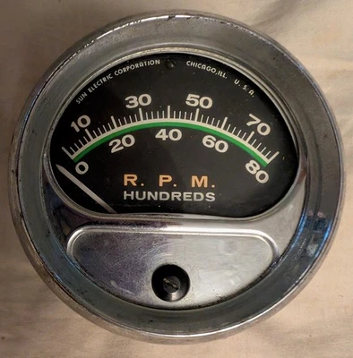 VINTAGE SUN GREENLINE TACH TACHOMETER GAUGE 8.5K RPM GREEN LINE RC-85 - Image 1 of 4