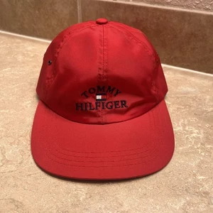 Cappello berretto baseball vintage Tommy Hilfiger cinturino nylon fibbia rosso blu logo anni 90 - Foto 1 di 7