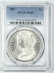 Dollaro Morgan 1887: PCGS MS65 bianco fiammeggiante - Foto 1 di 2