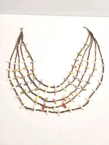 Collar De Colección Suroeste Fetiche Pájaros Concha Heishi 5 Multi-Hebras Raro LEER - Imagen 1 de 21