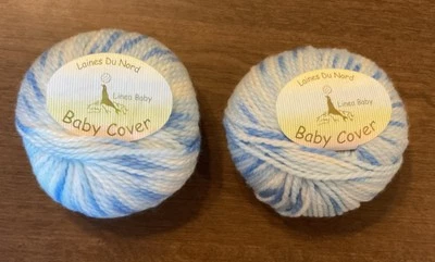 2 Balls Laines Du Nord Baby Cover Linea Baby Merino Wool Yarn Blue 99 yds New - Image 1 of 3