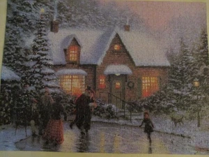 Thomas Kinkade "Skater's Pond" Ceaco 1000 Piece Puzzle in Excellent Condition - Picture 1 of 8