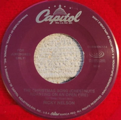 Ricky Nelson "The Christmas Song / Jingle Bells" RED VG+ small warp see video Foto 1 de 3