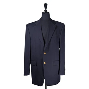 Chaps Ralph Lauren Mens 42L Navy Blue Wool Blazer Sport Coat Jacket Gold Buttons - Picture 1 of 10